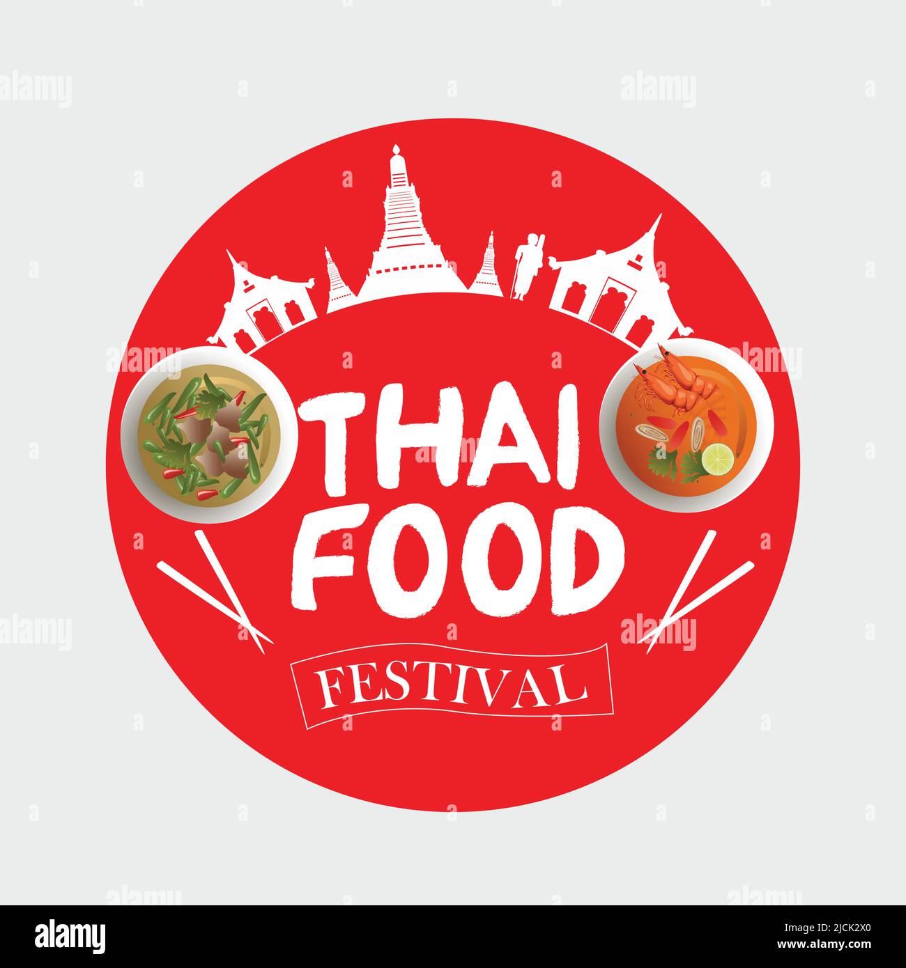 Thailand food festival logo. vector illustration design Stock Vector
