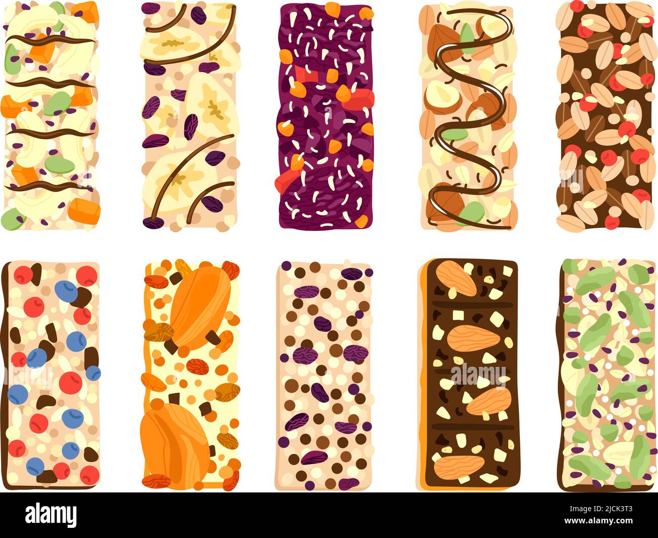 Healthy granola bars. Isolated honey bar with nuts cereal and dried