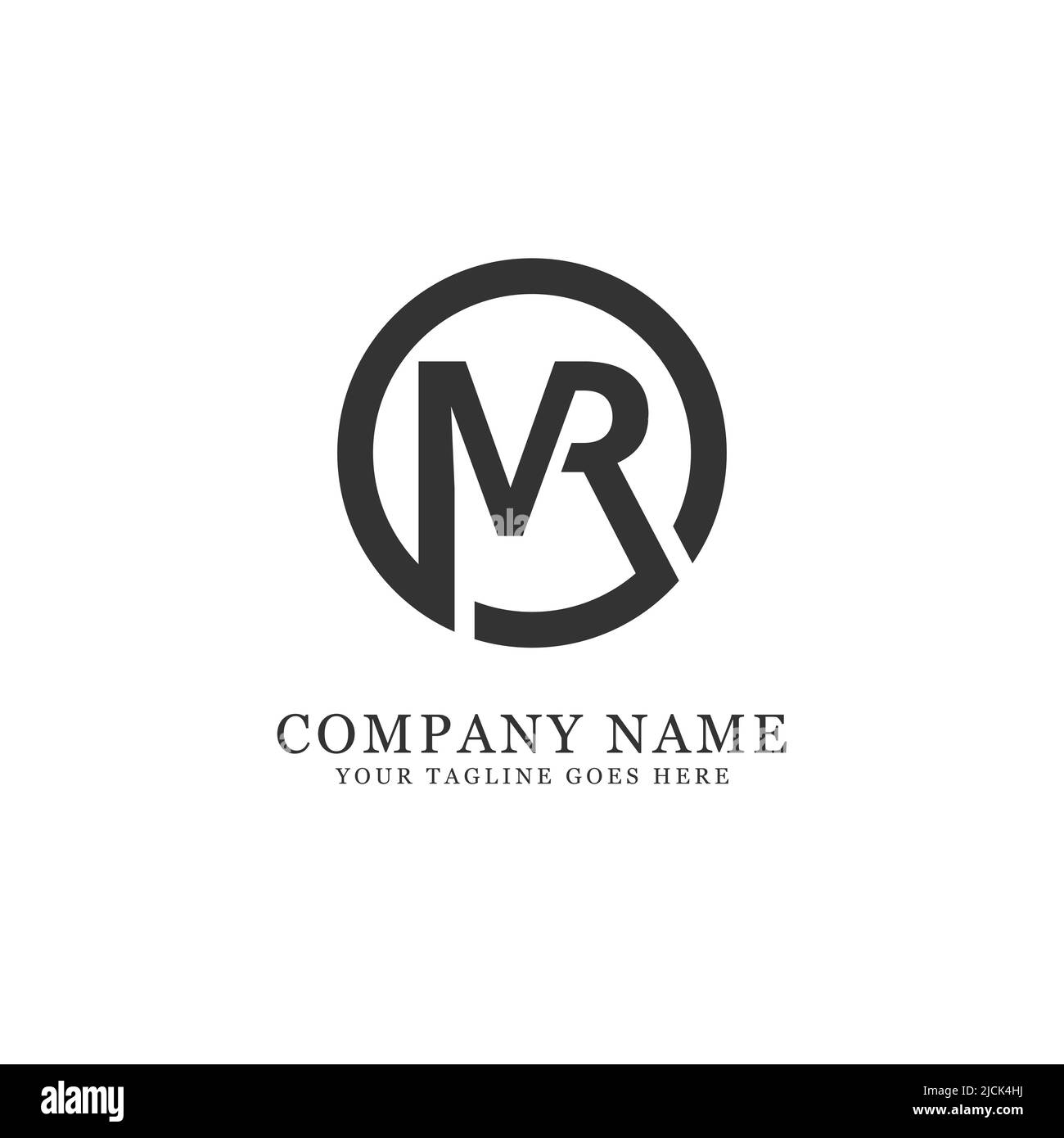MR initial name logo design vector template,Circle letter name of M and R monogram logo inspiration Stock Vector