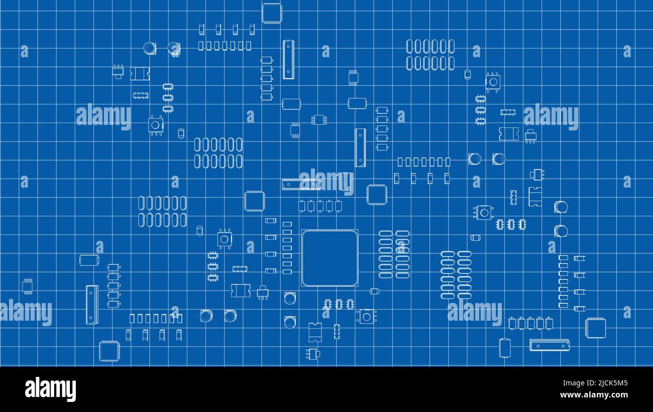 Electric circuit board, various chips. Vector Stock Vector Image & Art