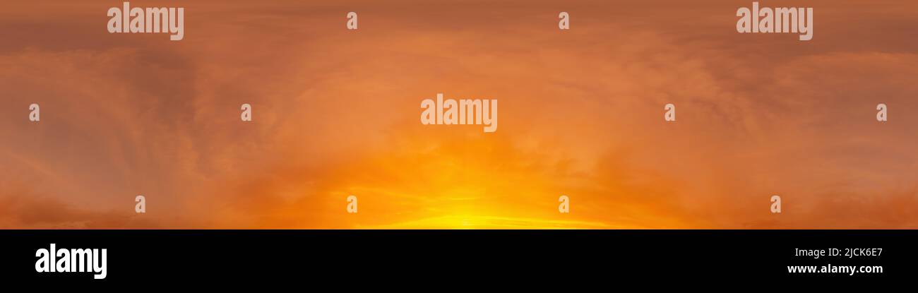 Zenith Sunset R A red burning sunset sky panorama with Cirrus clouds. Hdr seamless ...