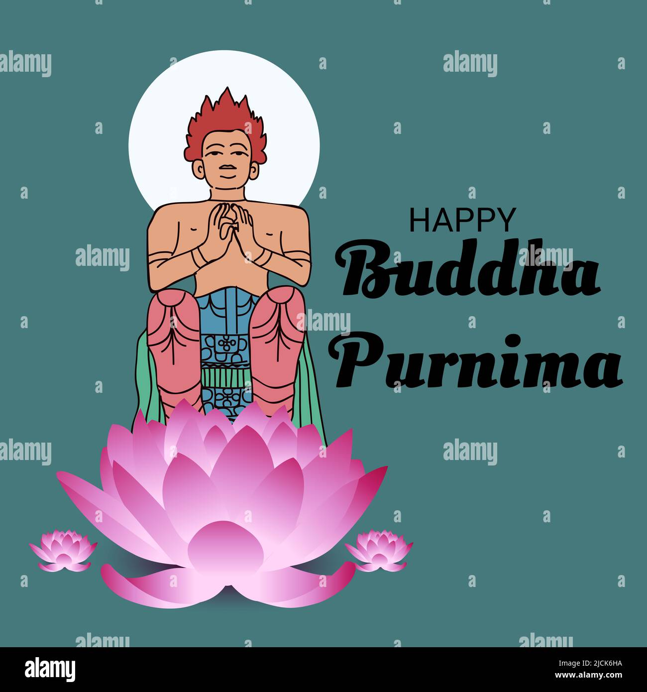Vector illustration of  banner, poster, flyer with nice and creative design, for Buddha Purnima or Vesak Day. Stock Photo