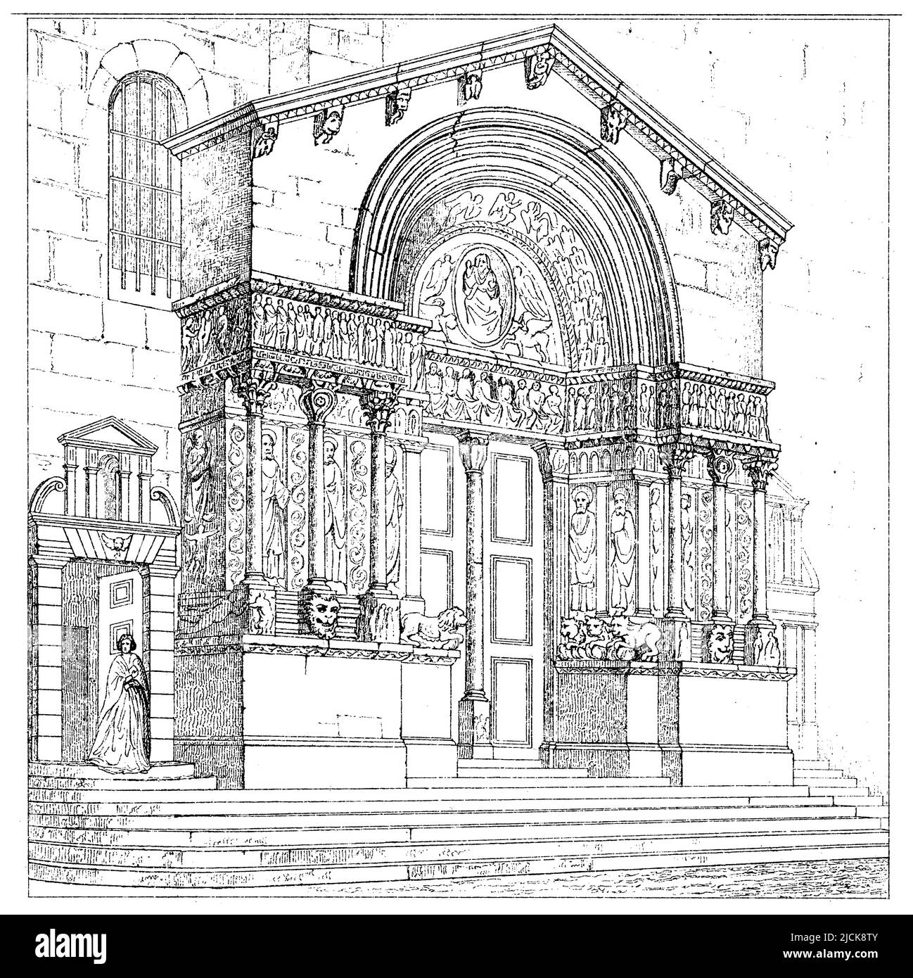 St. Trophimius church, France, Fassade, ,  (picture book, ), St-Trophime (Arles), Frankreich, Fassade, ancienne cathédrale Saint-Trophime à Arles, France, façade Stock Photo