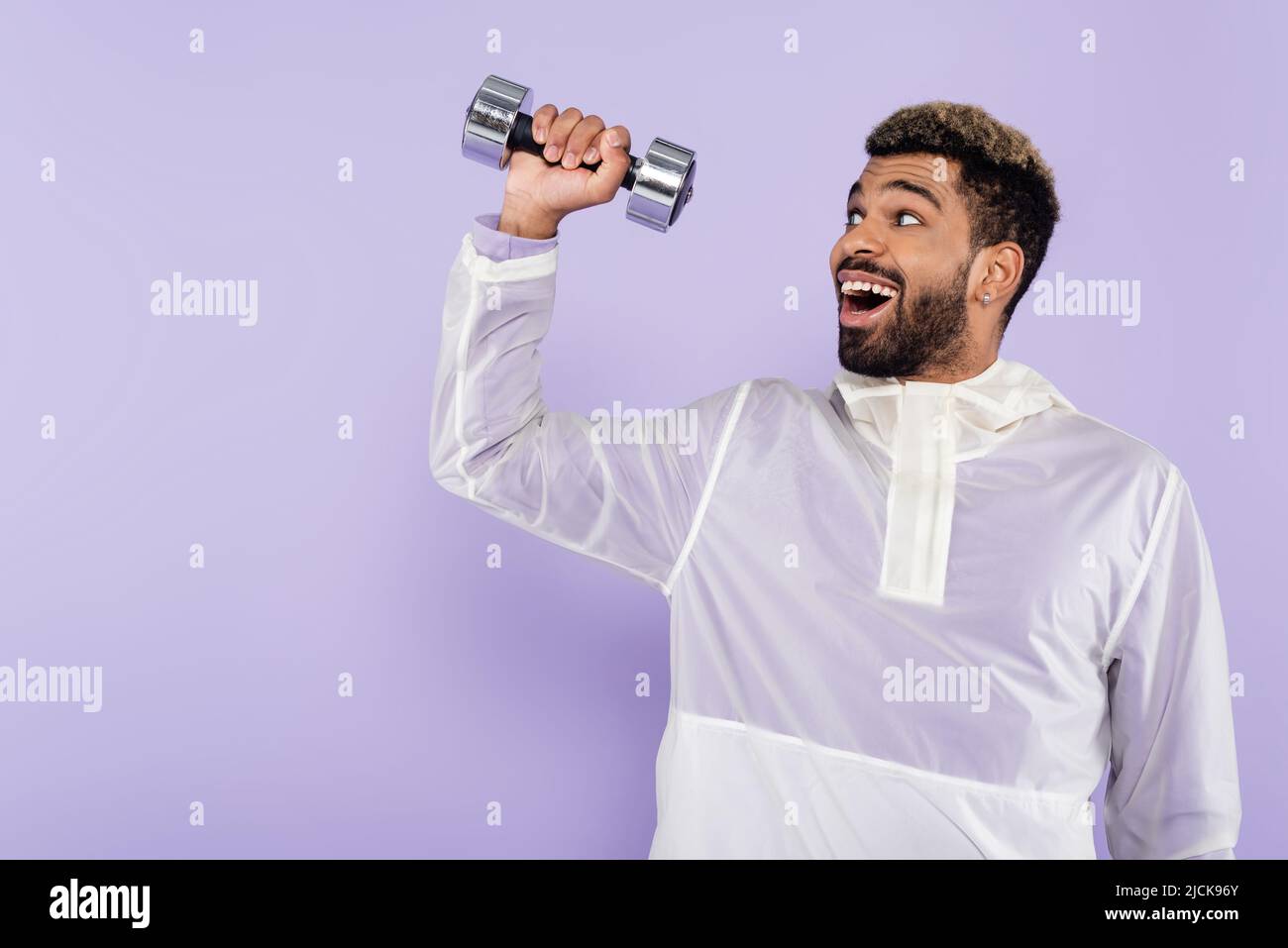African american sportsman dumbbell exercising hi-res stock photography ...