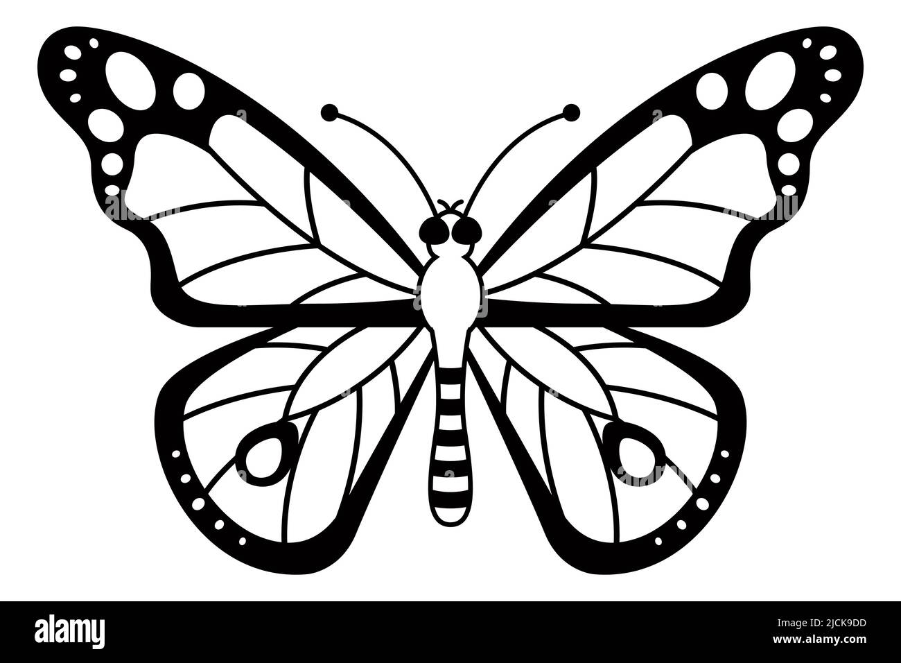 black butterfly icon with beautiful wings. cute insect. flat vector ...