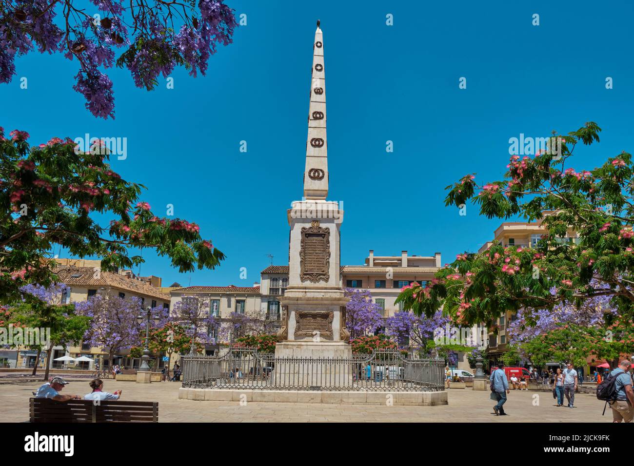 Malaga, Spain - May 26, 2022: A view over the Plaza de la Merced square in Malaga, Spain, one of the main squares in the center of the city, presided Stock Photo