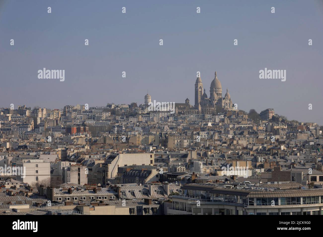 View towards the Sacré-Cœur Basilica, Paris, from a private area of the Galeries Lafayette Department store. Stock Photo