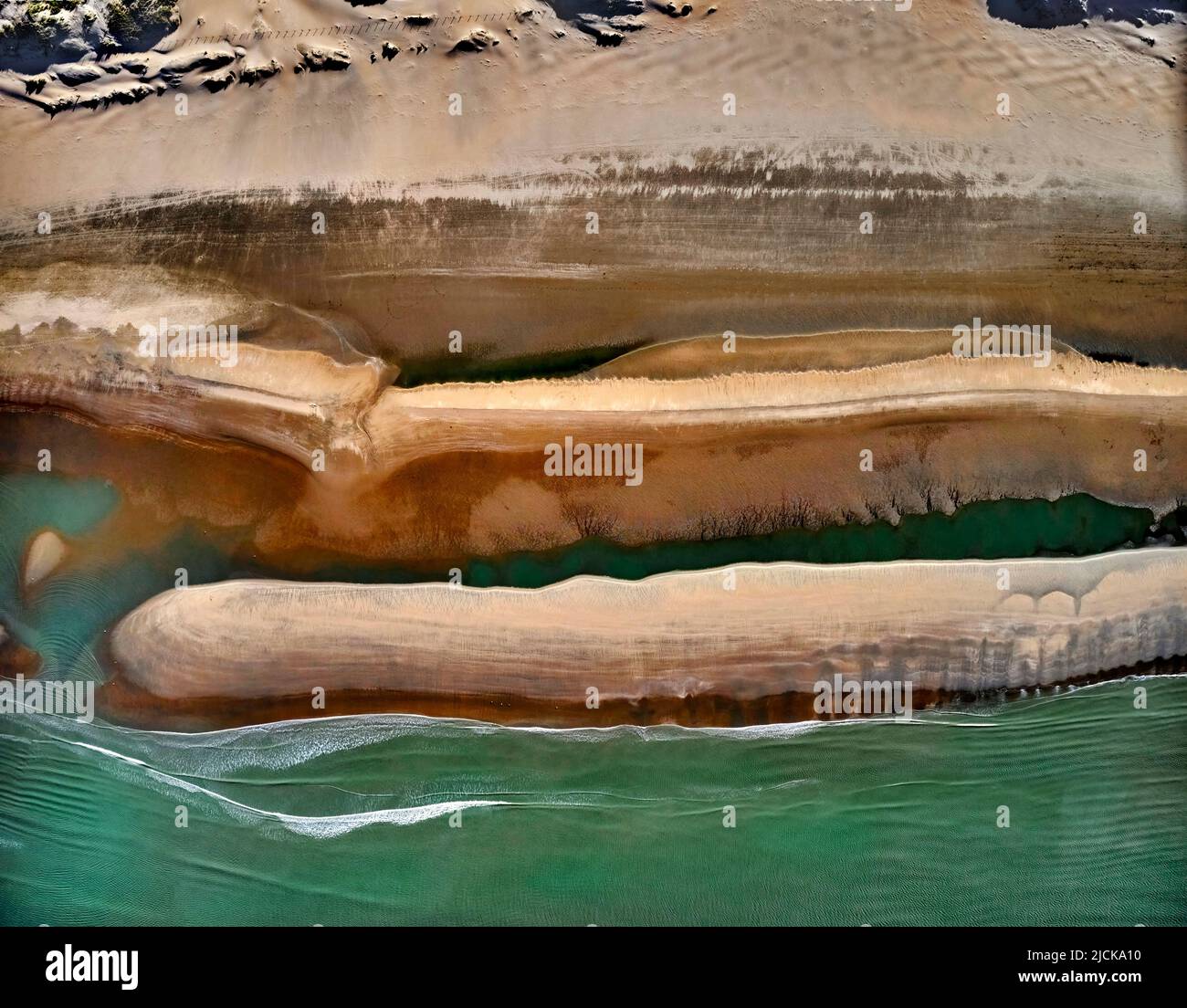 sandy shore high above shot in the Netherlands. Stock Photo