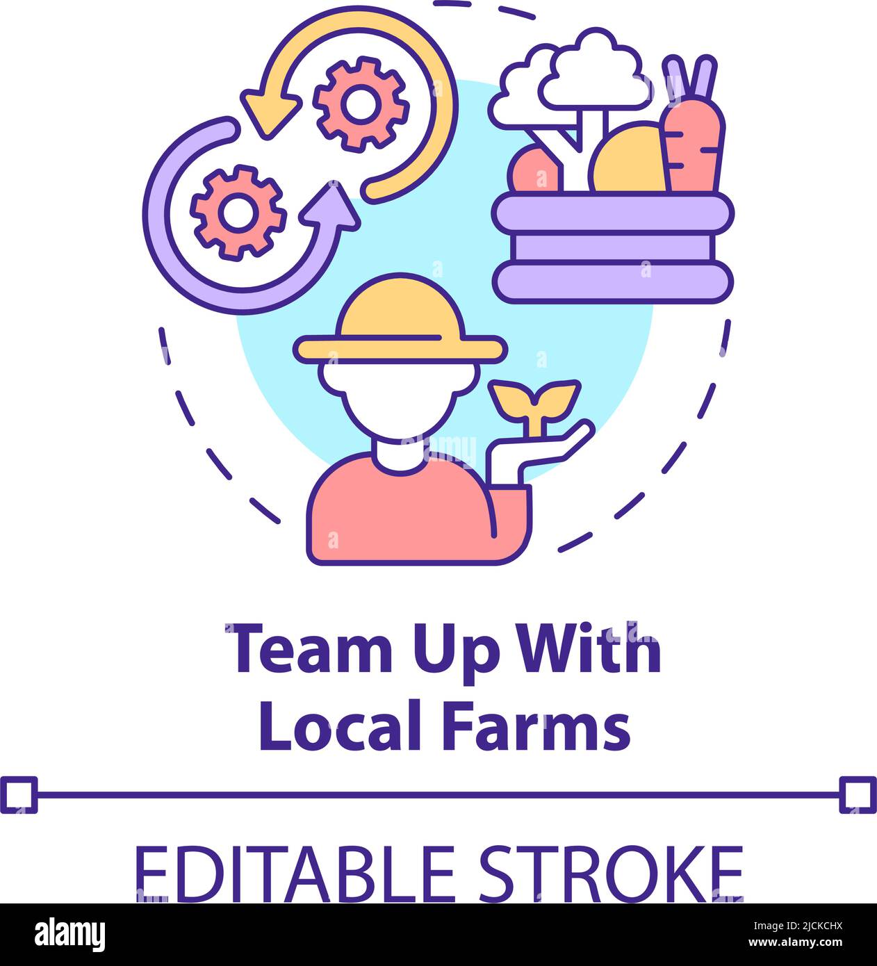 Team up with local farms concept icon Stock Vector