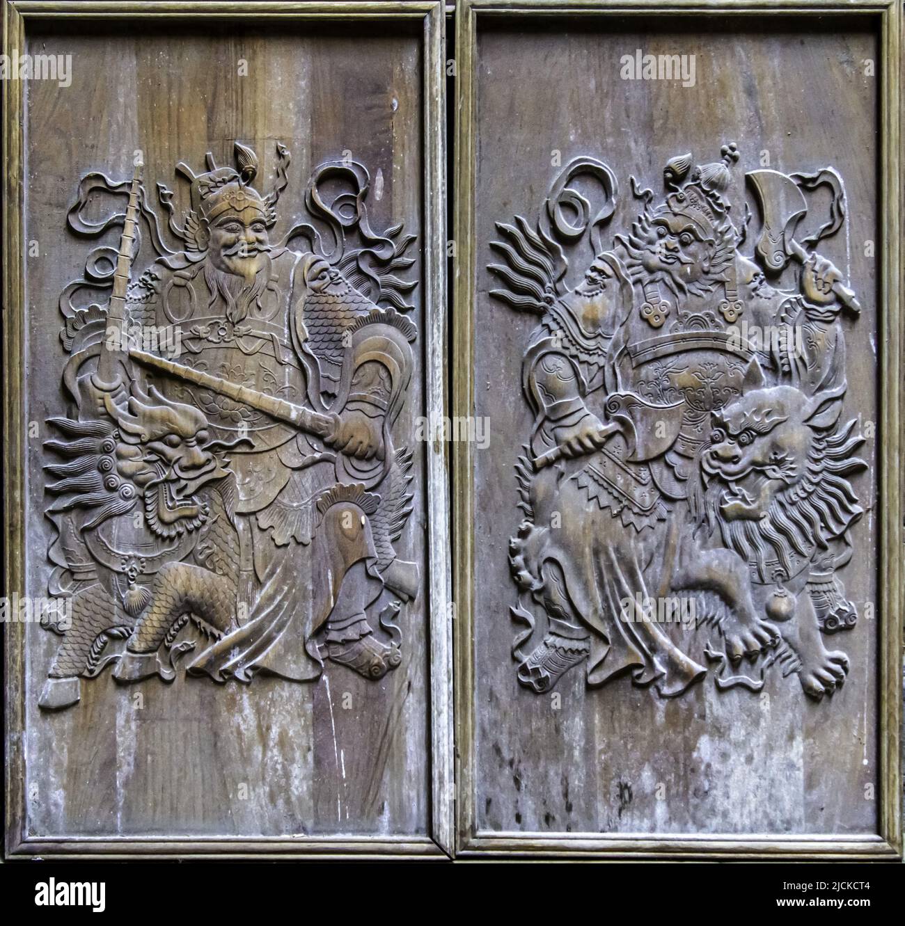 Wooden door gods Stock Photo Alamy