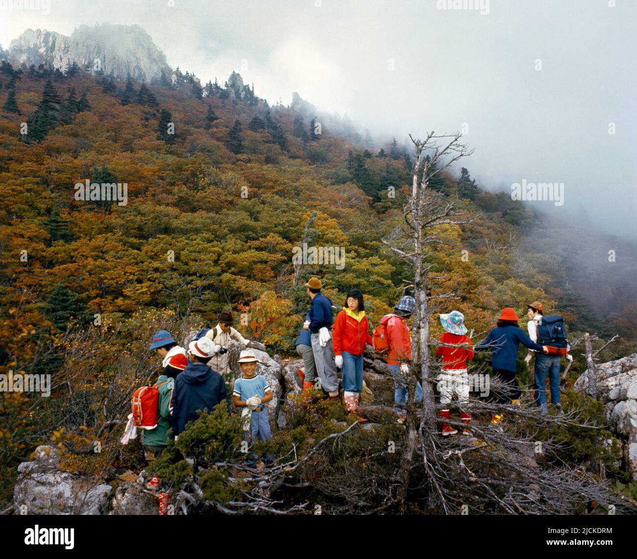Korea Mountain Climbers On Mount Seorak Stock Photo