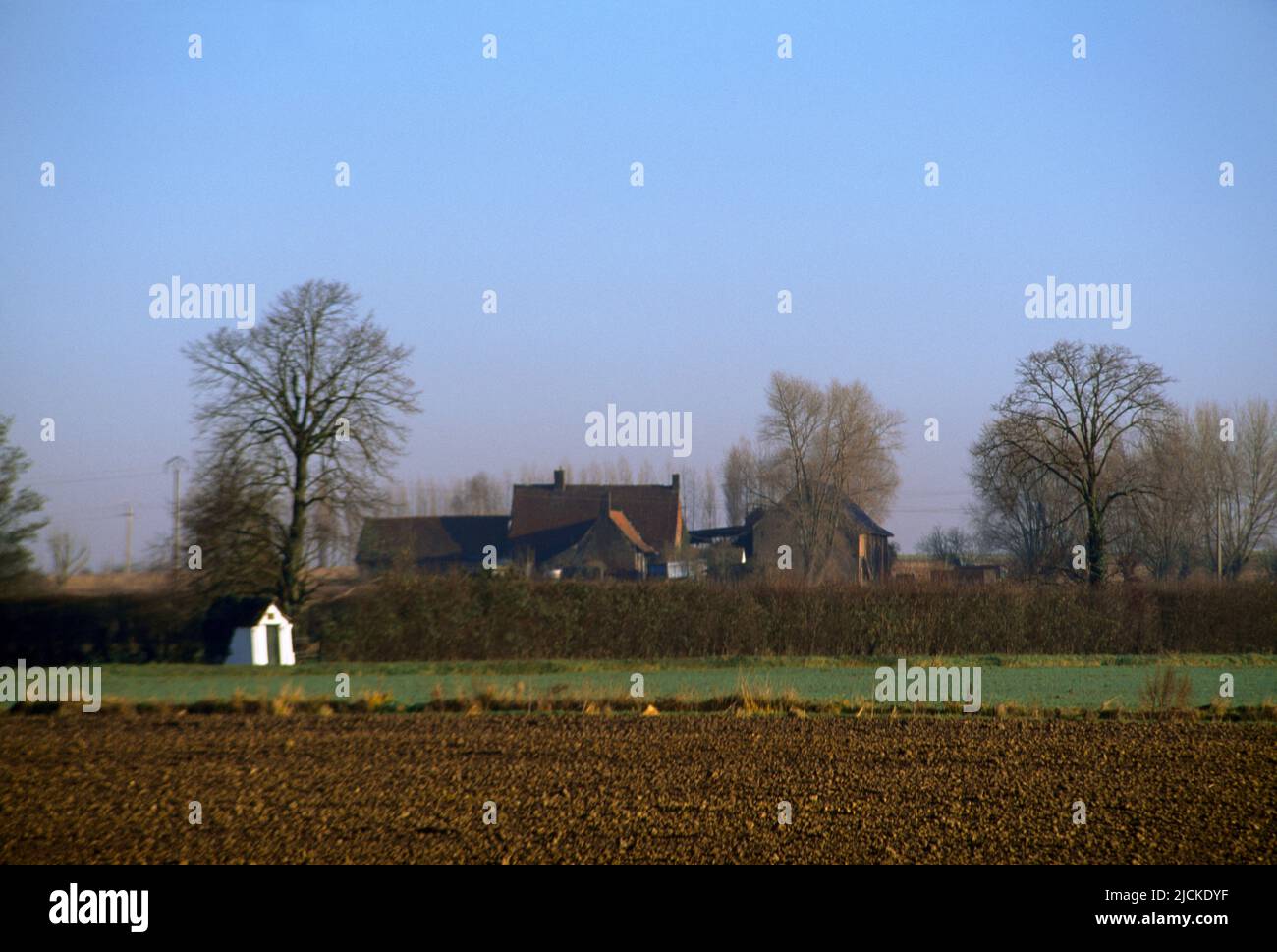 Flanders France Landscape & Farmhouses Stock Photo