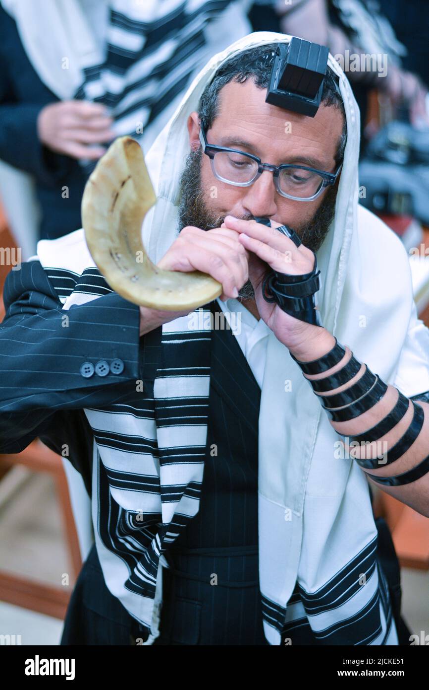In the month prior to the Jewish New Year the shofar is blown at