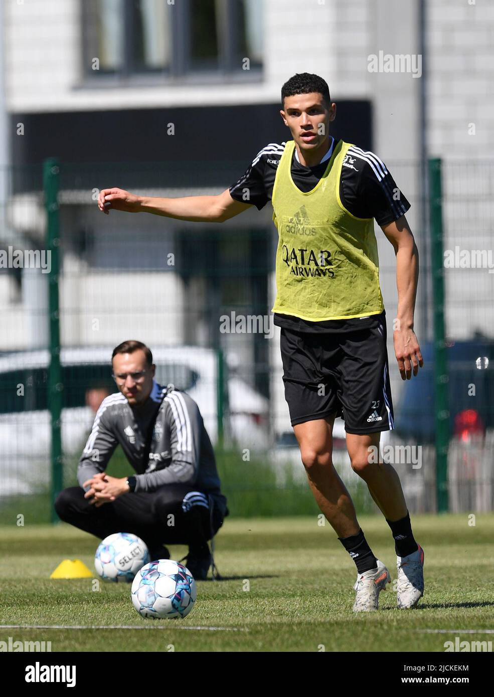 Eupen, Belgium. 14th June, 2022. Eupen's new player Isaac Christie-Davies controls the ball during a training session ahead of the 2022-2023 season, of Belgian first division soccer team KAS Eupen, Tuesday 14 June 2022 in Eupen. BELGA PHOTO JOHN THYS Credit: Belga News Agency/Alamy Live News Stock Photo