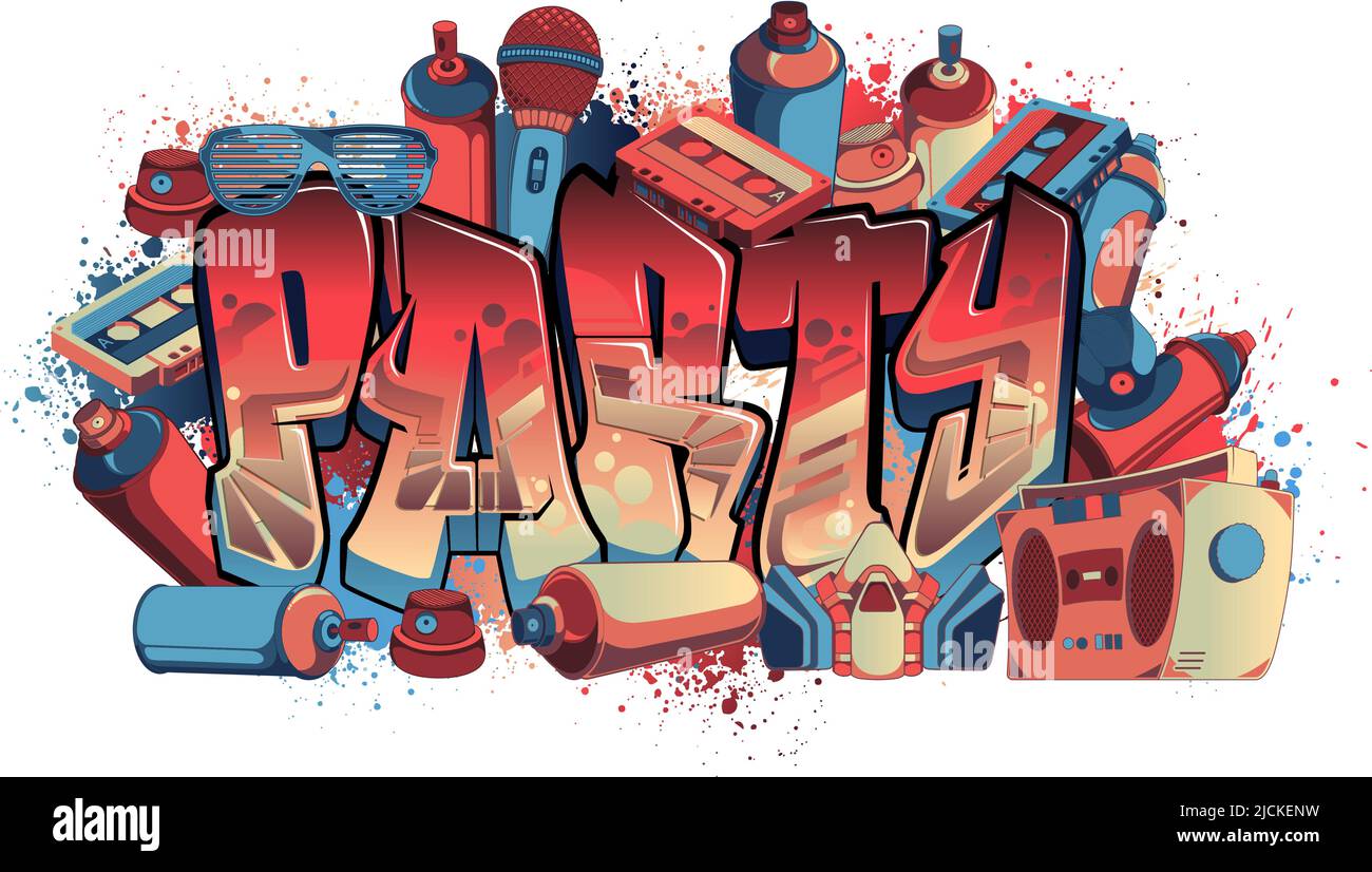 Graffiti Styled Urban Street Art Tagging Design - Party Stock Vector