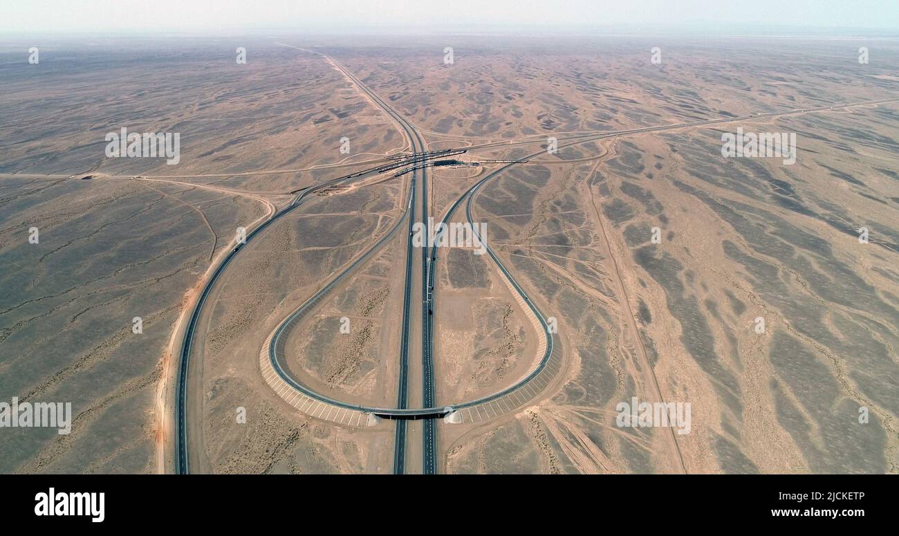 Aerial the new highway G7 and hami section Stock Photo