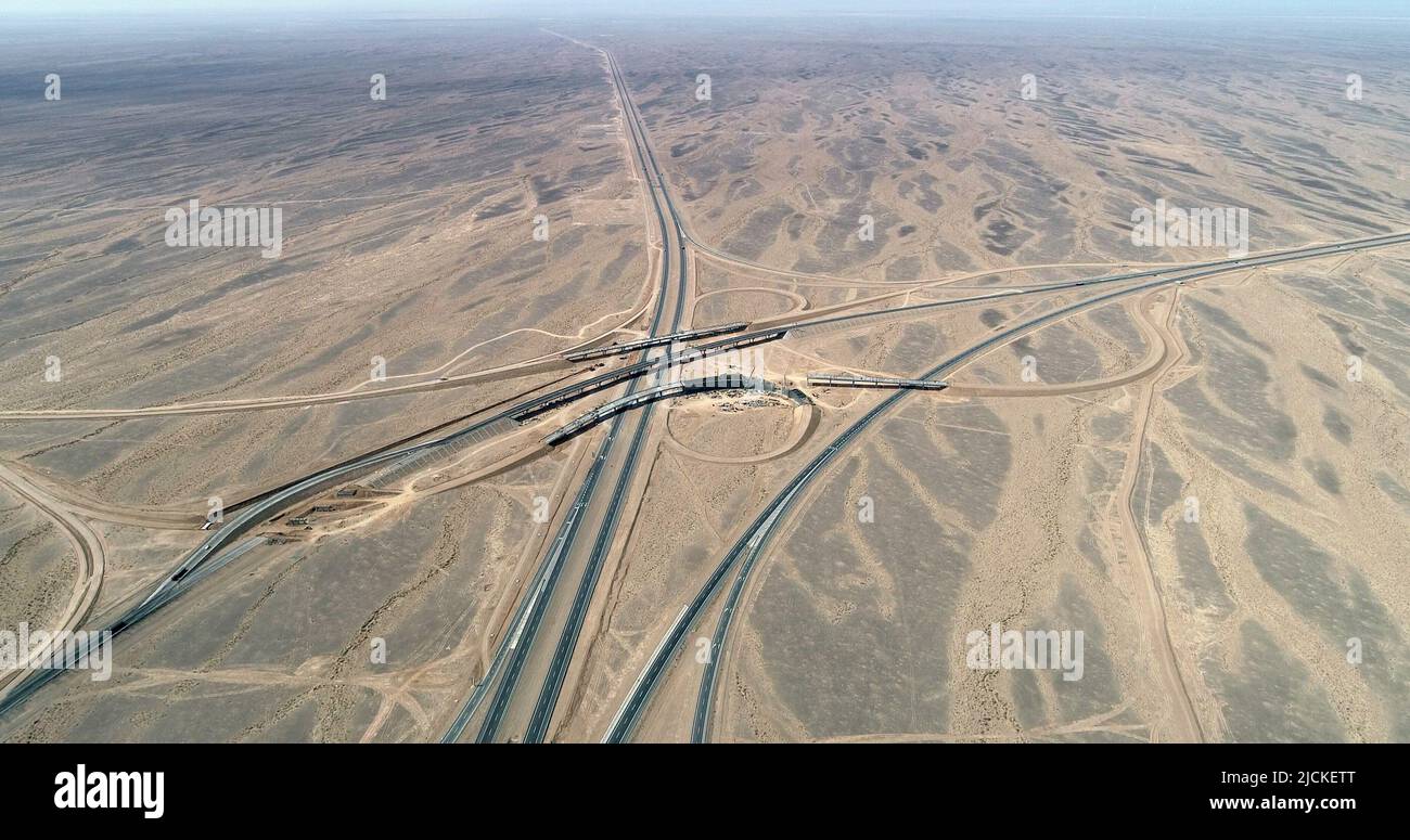 Aerial the new highway G7 and hami section Stock Photo