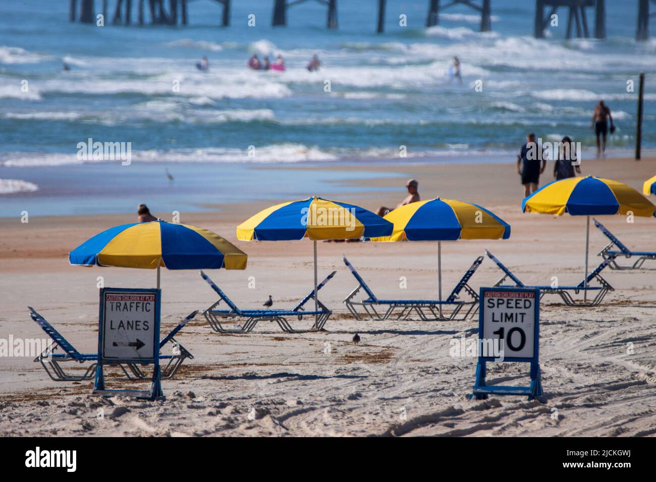 Daytona Beach Umbrellas Stock Photo Alamy