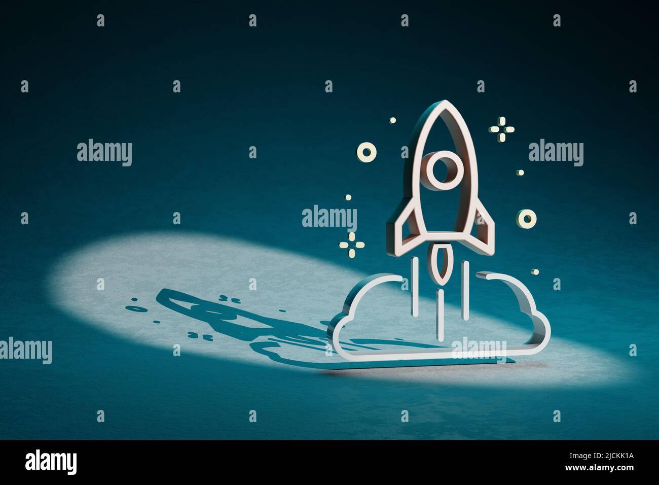 Beautiful abstract illustrations Rocket Launch and cloud symbol icon on ...