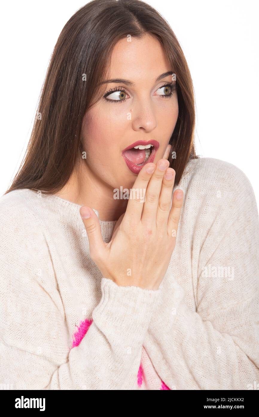 Surprised female studio hi-res stock photography and images - Alamy