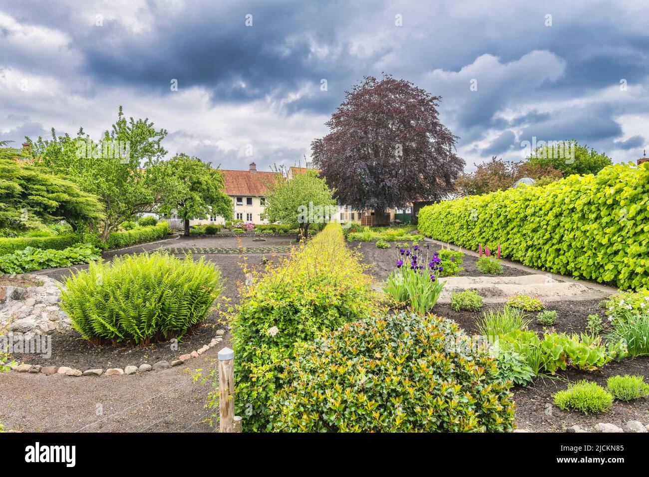 Kitchen garden in the outskirts of Aabenraa in southern part of Denmark Stock Photo