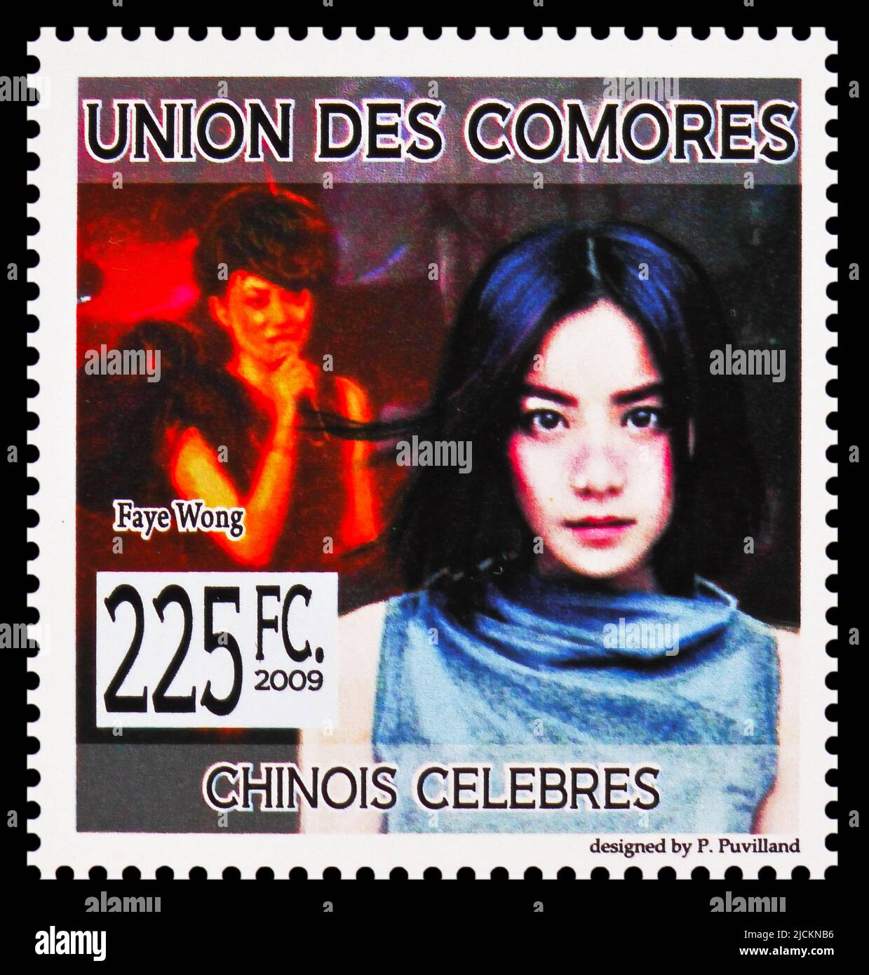 MOSCOW, RUSSIA - JUNE 12, 2022: Postage stamp printed in Comoros shows Faye Wong, Famous chinese, serie, circa 2009 Stock Photo