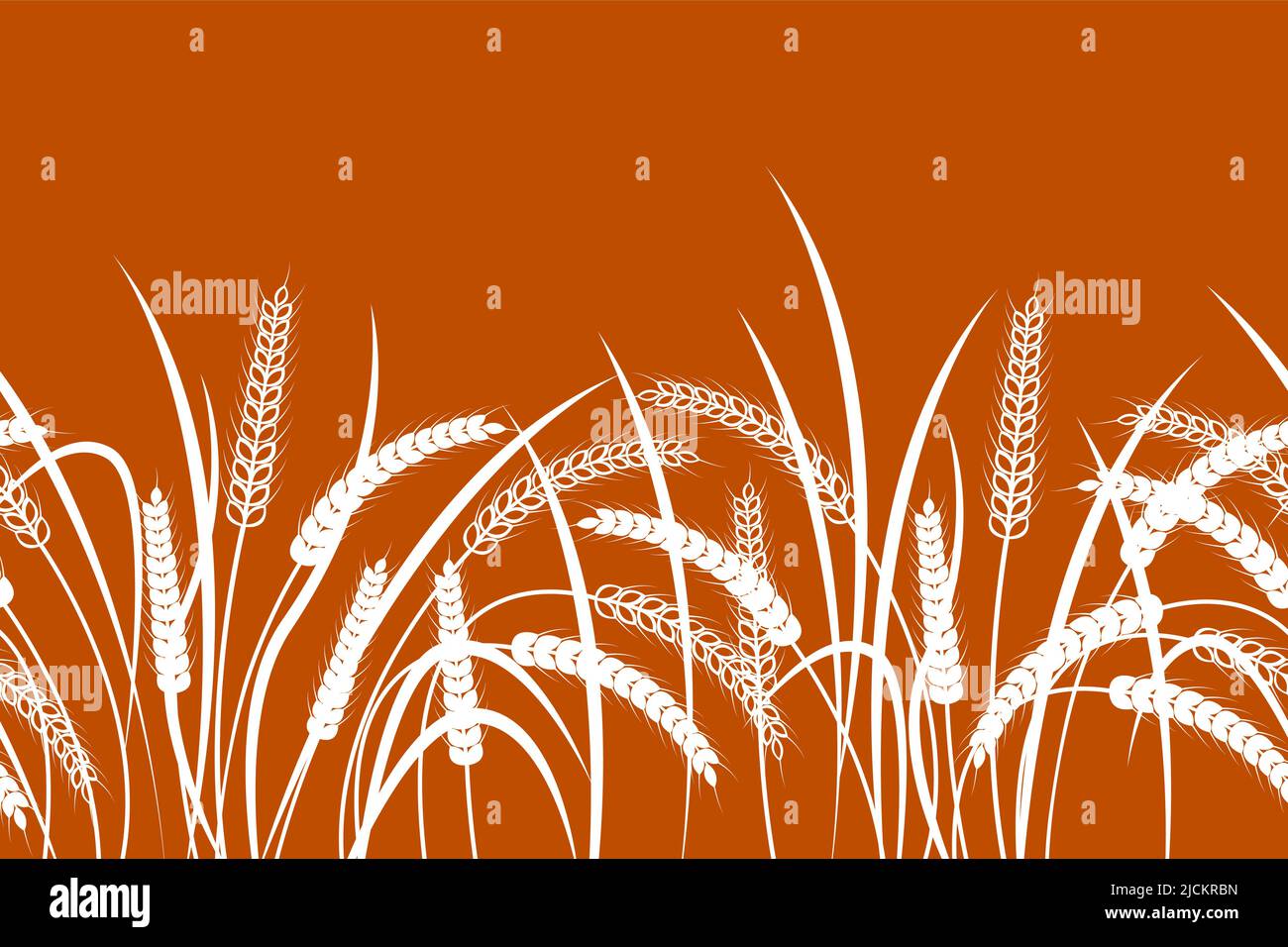 Ears of wheat on a brown background. Horizontal seamless pattern. Two color vector illustration Stock Vector