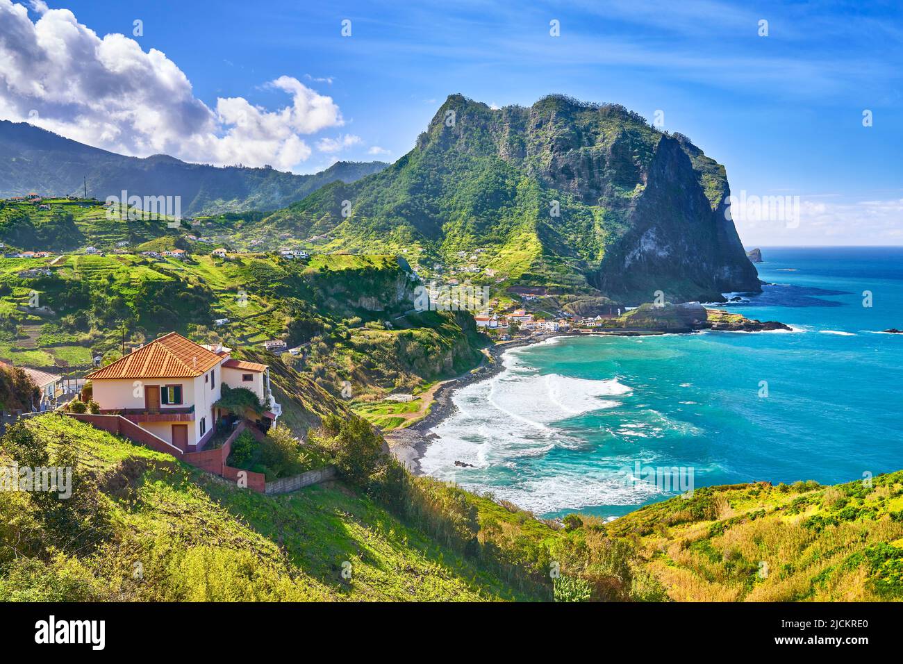 Landscape on the way from Machico to Porto da Cruz, Madeira Island, Portugal Stock Photo