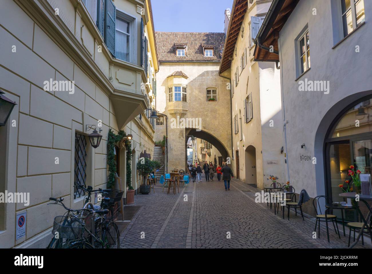 Via Dr. Josef Streiter street, Bolzano, Trentino Alto Adige, Italy, Europe Stock Photo