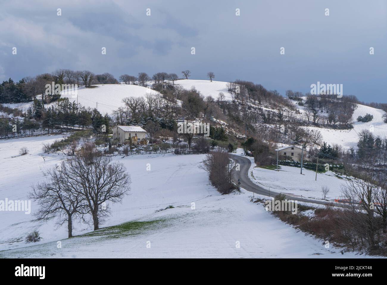 Winter Landscape, Fiegni, Fiastra, Marche, Italy, Europe Stock Photo