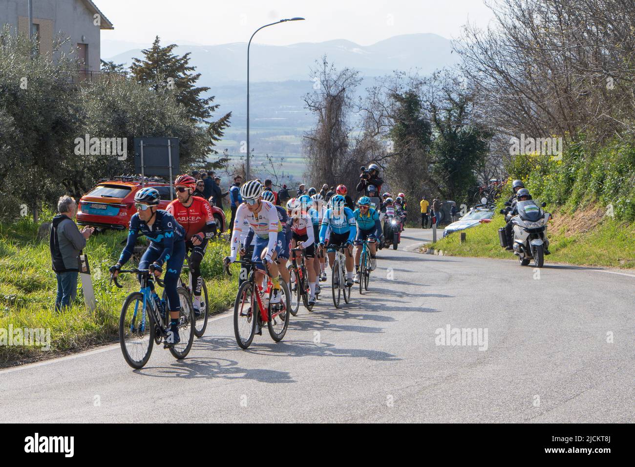 Tirreno Adriatico Cycling Race March 2022, Passage to Pollenza, Marche, Italy, Europe Stock Photo
