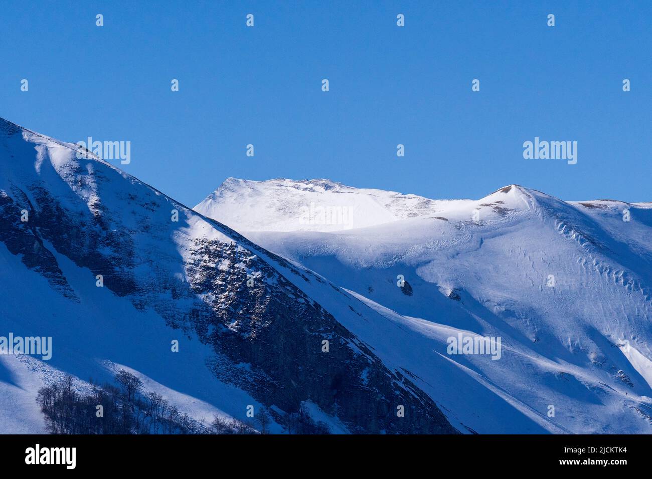 Monti Sibillini Nationa Park, Winter Landscape, View from Pintura of Bolognola, Marche, Italy, Europe Stock Photo