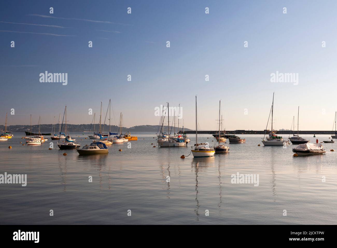 UK, England, Devon, Torbay, Brixham Marina with Moored Yachts Stock Photo