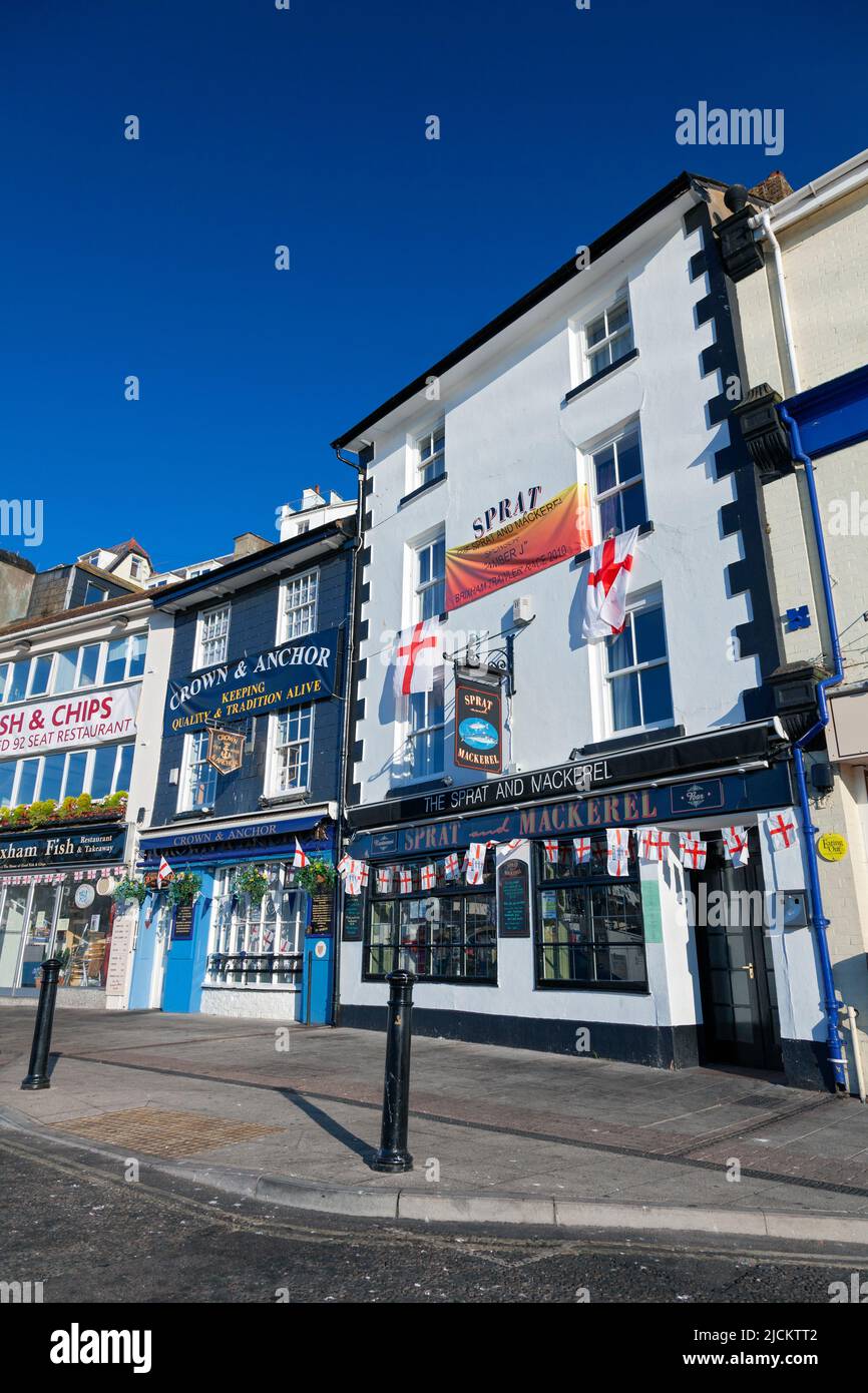 UK, England, Devon, Torbay, Brixham, Traditional Pubs on The Quay Stock Photo