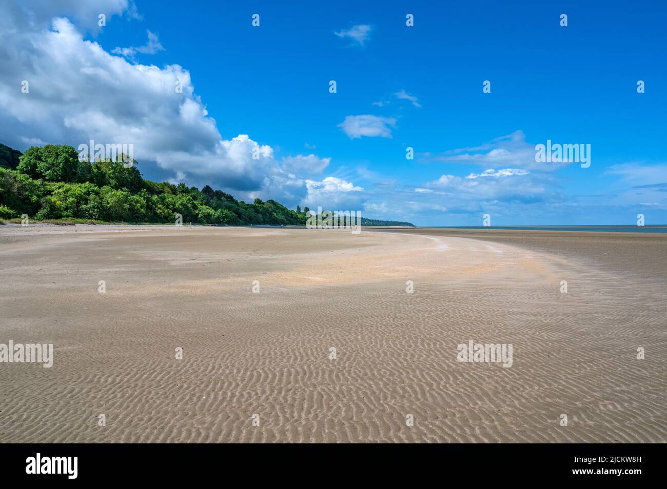 The beach  Plage du Butin at the Seine estuary of Honfleur on the left bank of the Seine river opposite Le Havre, Normandy, France Stock Photo