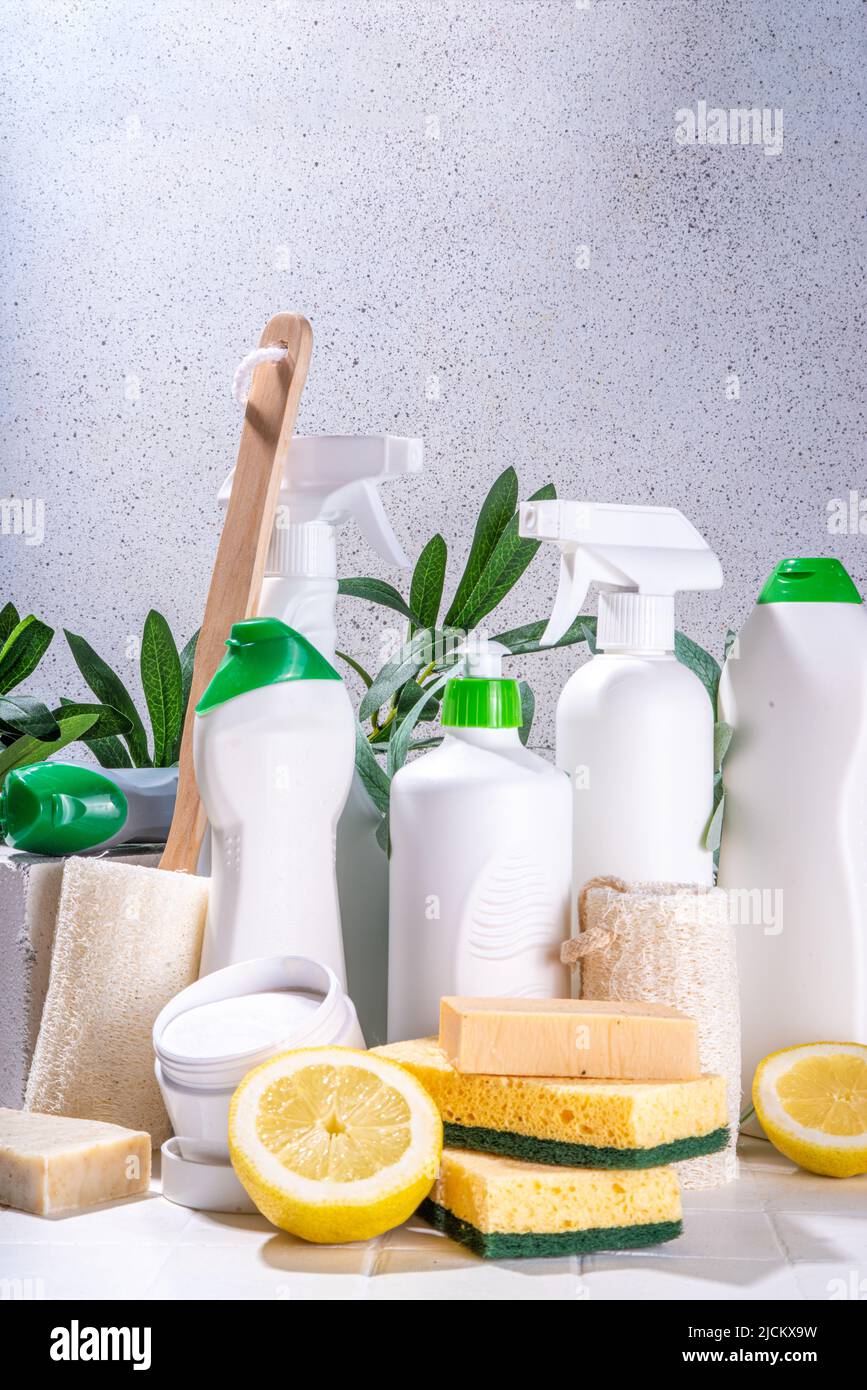 Eco friendly organic cleaning concept. Ecofriendly cleaner utensils
