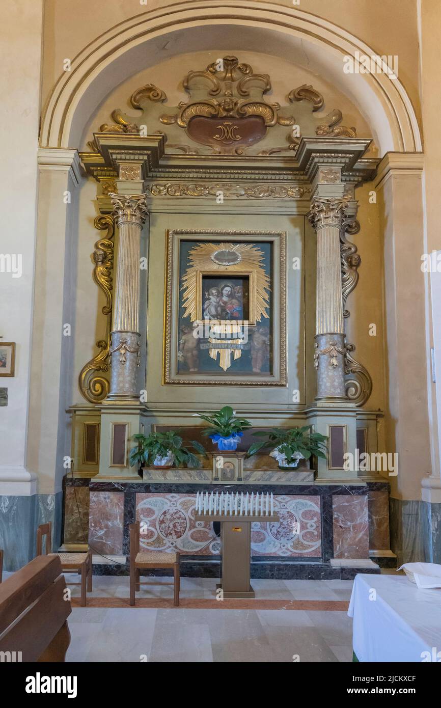 Church of San Marcello Pope and Martyr, Interior, San Marcello, Marche, Italy, Europe Stock Photo