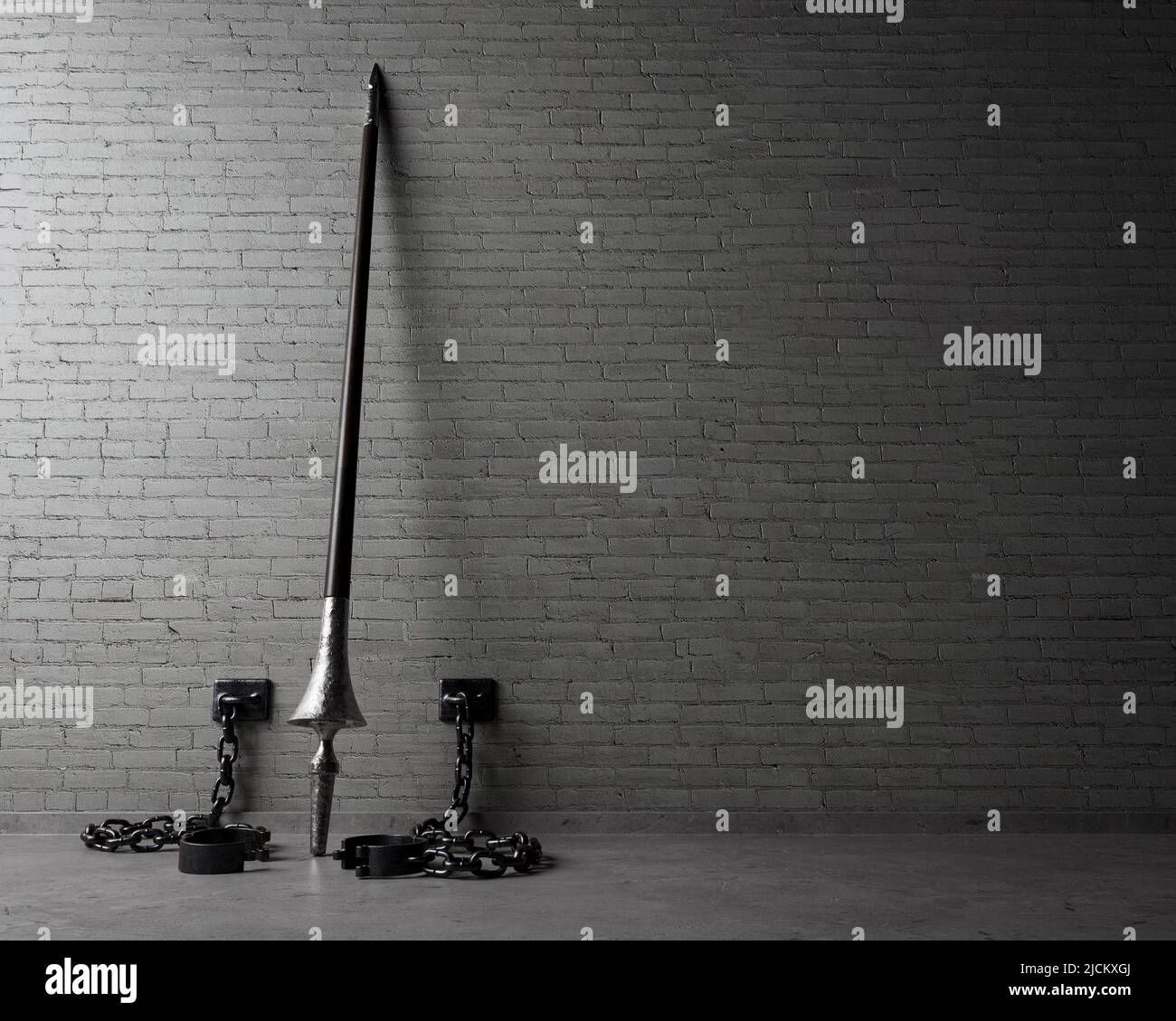 A play on words concept showing an upstanding medieval wooden lance