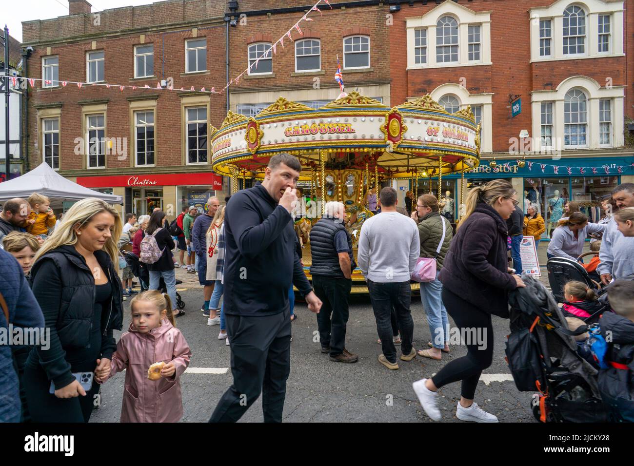People enjoying Morpeth Fair Day 2022, in Morpeth, Northumberland, UK ...