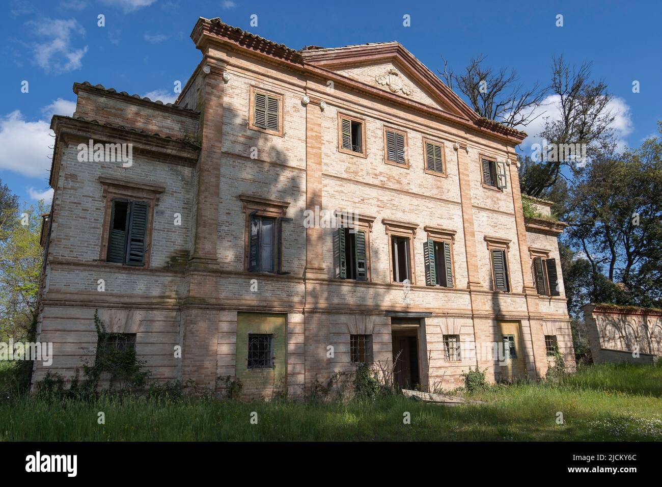 Villa Giorgini manor, Ancient Abandoned Noble Residence, Macerata, Marche, Italy, Europe Stock Photo