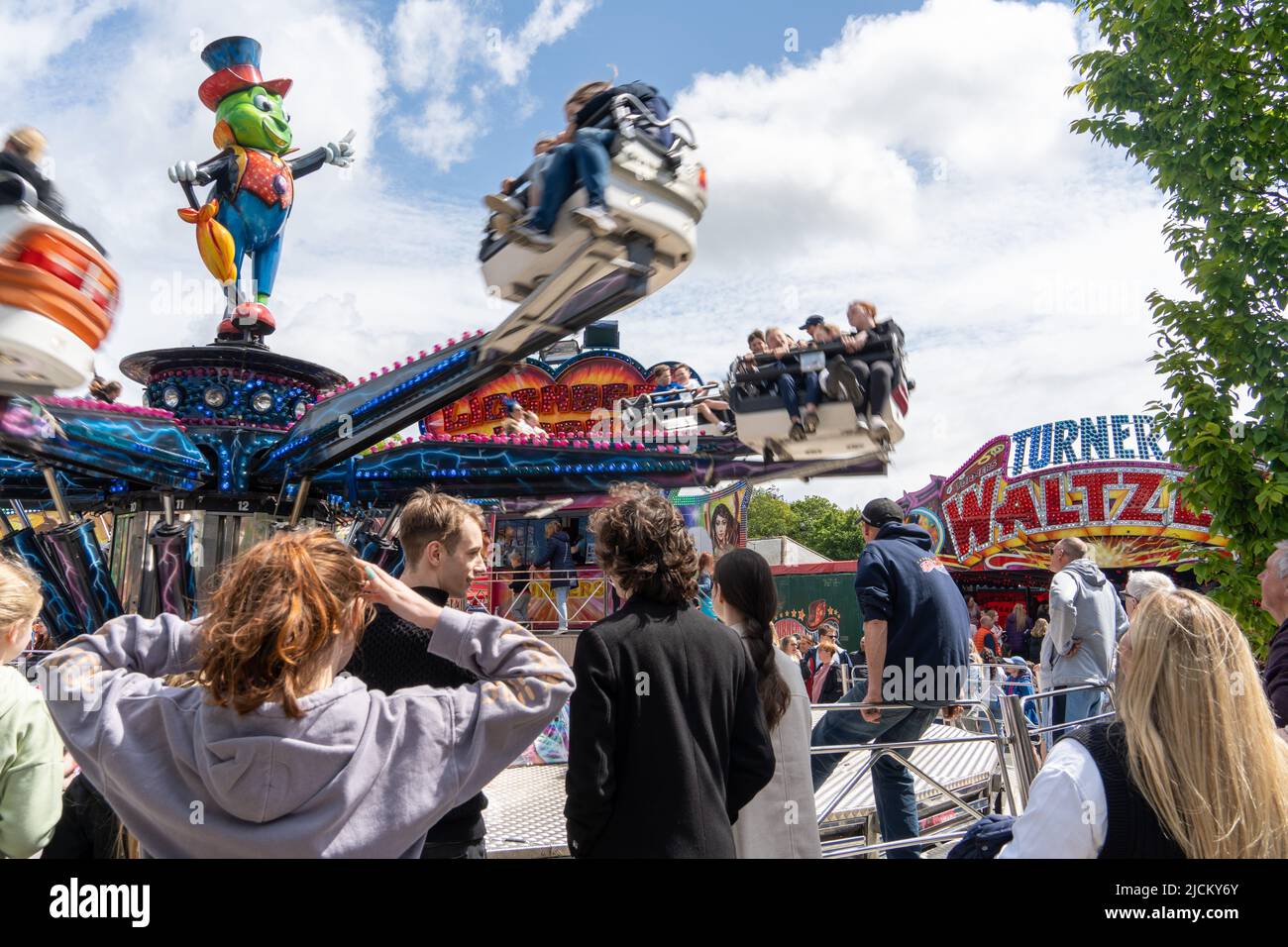 People having a lovely time together at Morpeth Fair Day 2022, in