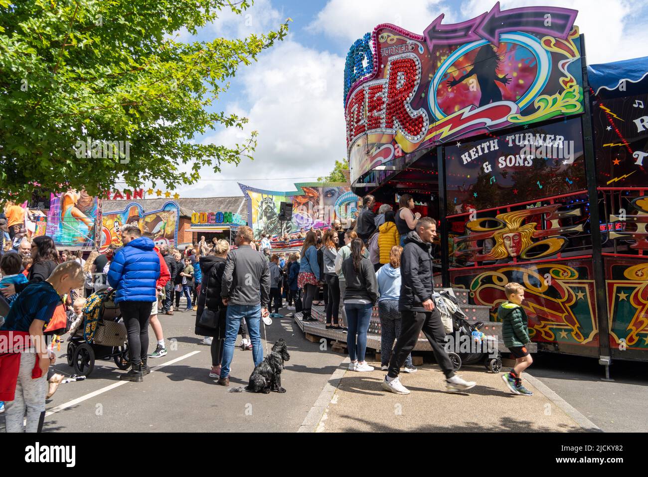 People enjoying Morpeth Fair Day 2022, in Morpeth, Northumberland, UK. Stock Photo