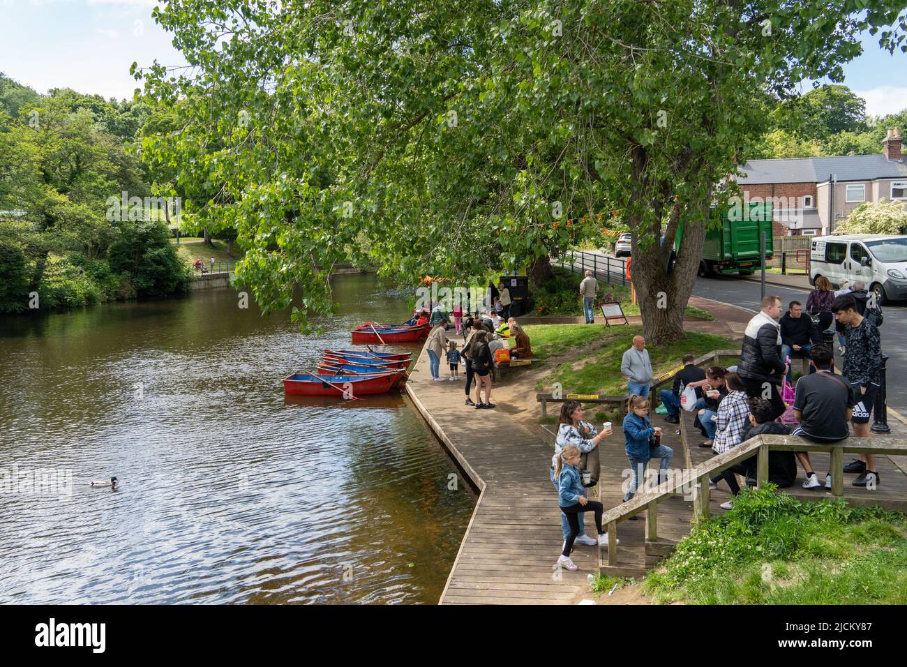 People having a lovely time together by the River Wansbeck at Morpeth