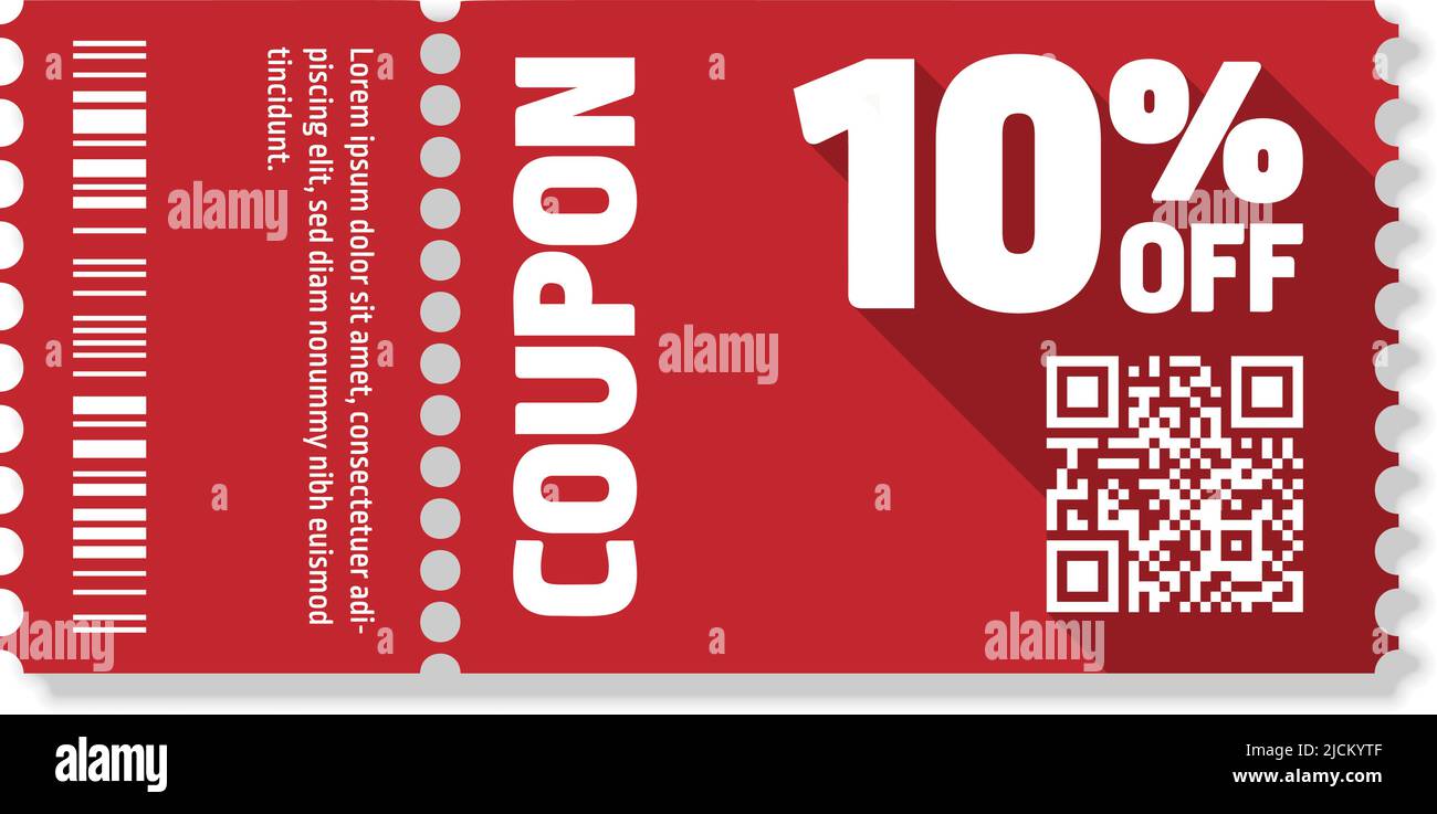 10 percent discount coupon template isolated on white background