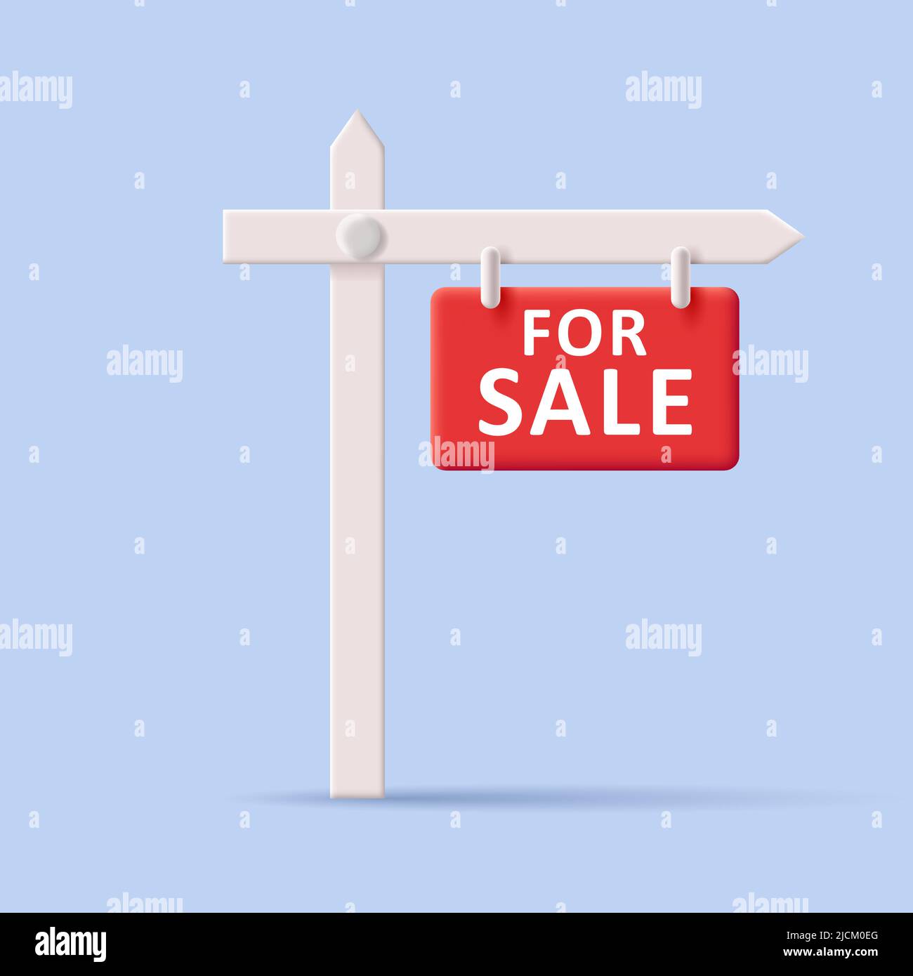 3d for sale sign, white stand with red board. Vector illustration Stock