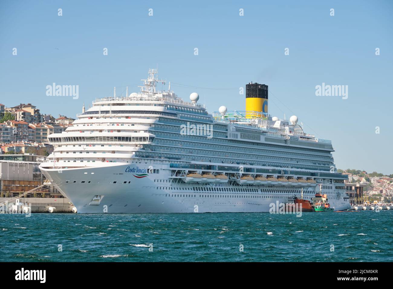 Cruise ship Costa Venezia docked at Galataport, a Vista-class cruise ship operated by Costa Cruises, a division of Carnival Corporation and plc. Stock Photo