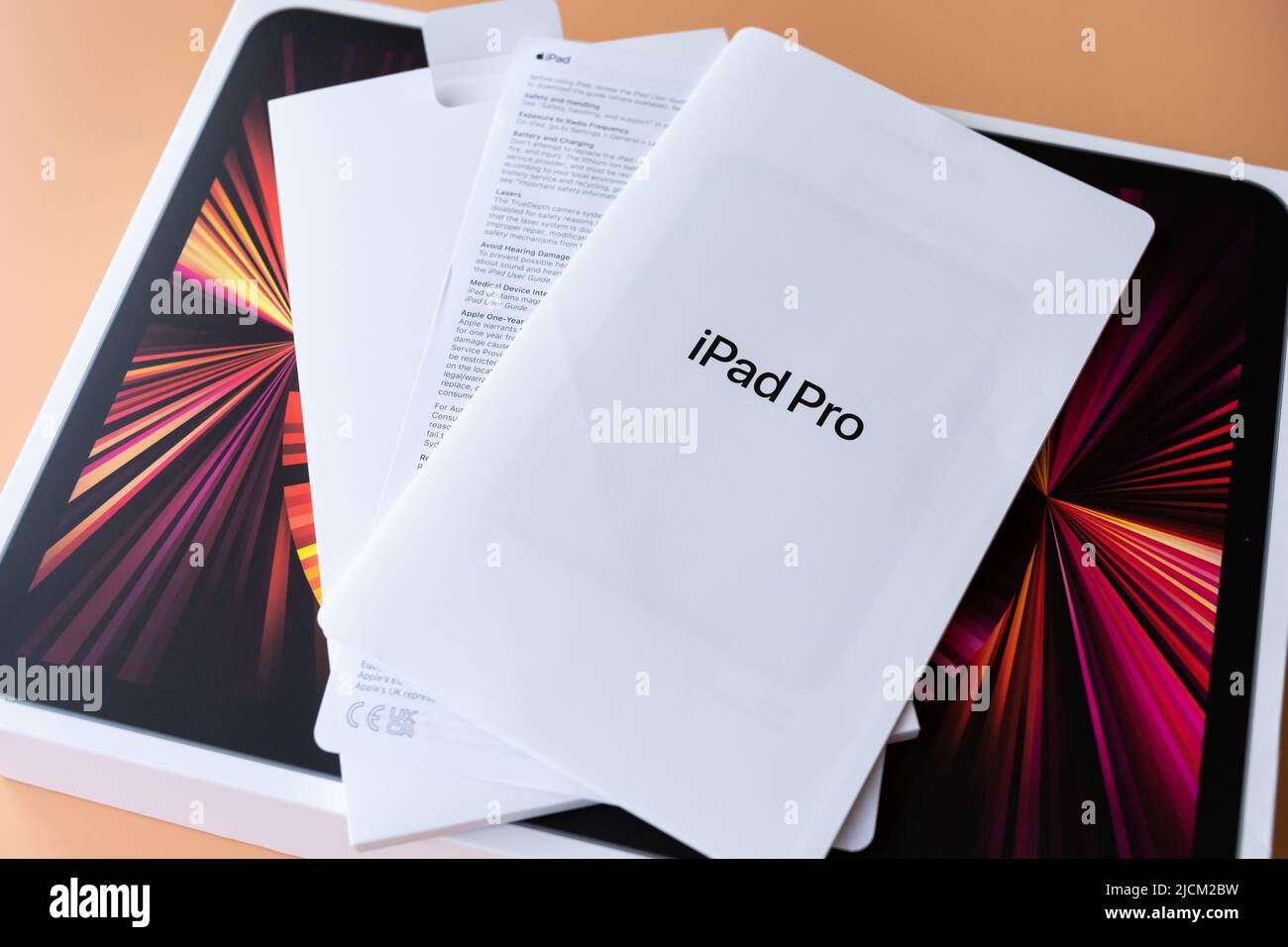 IPad Pro box and leaflets Stock Photo