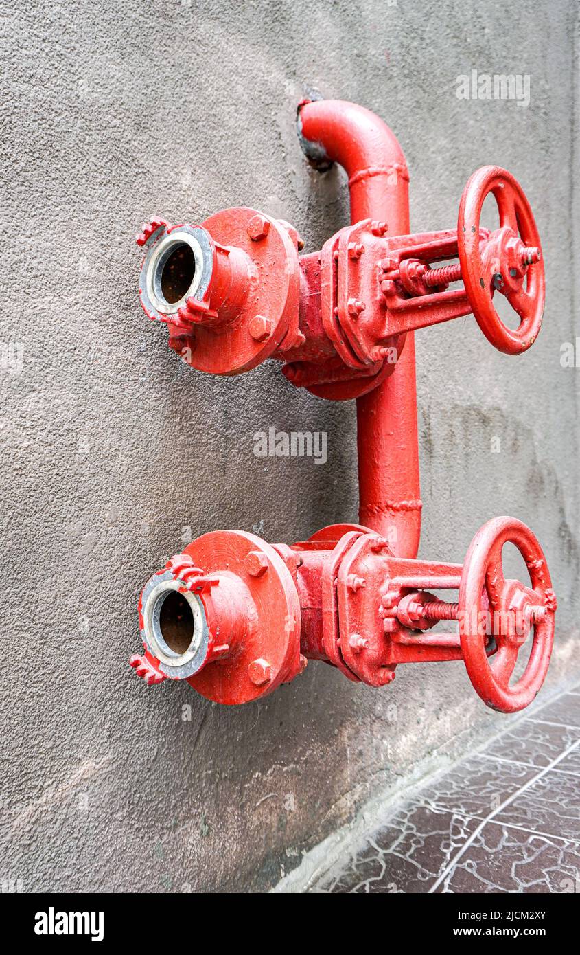 Fire hydrant outlet for emergency. Fire hose connector for emergency