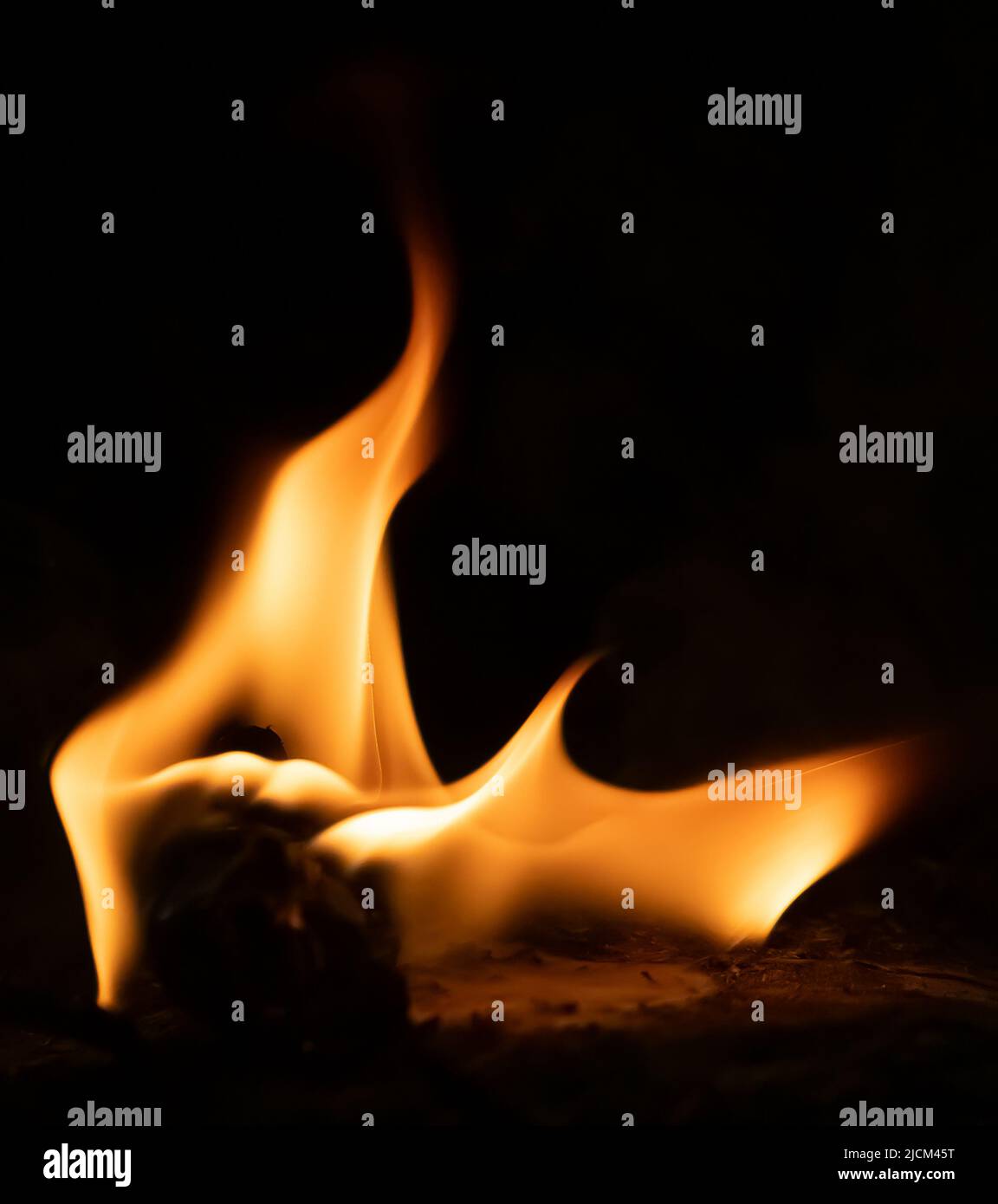 Fire flames abstract on black background, fire art Stock Photo