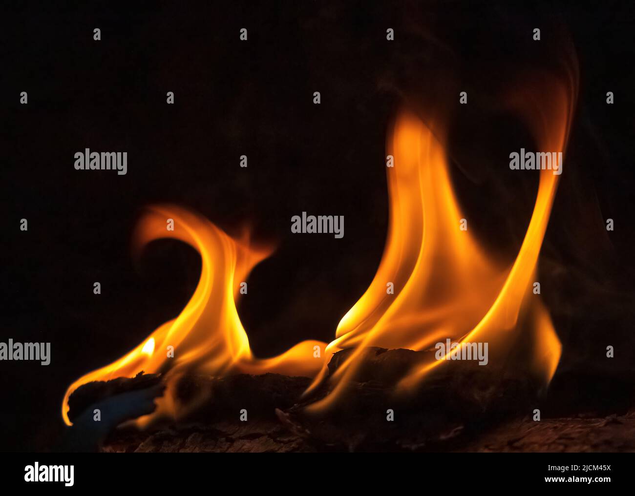 Fire flames abstract on black background, fire art Stock Photo